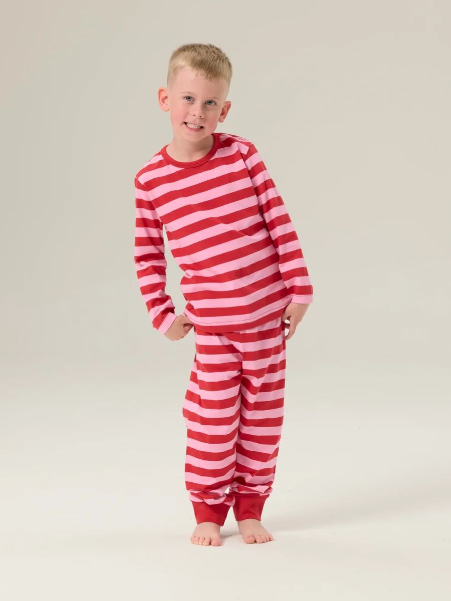 Lasten Pyjama Raita, Punainen/Pinkki - Image 2