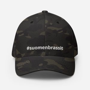 Puolikorkea lippis brodeeratulla #suomenbrassit -tekstillä