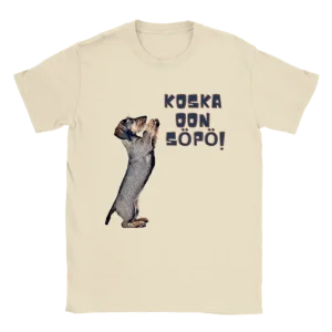 Karkeakarvainen mäyräkoira "Kerjäävä Karkkari" T-Paita