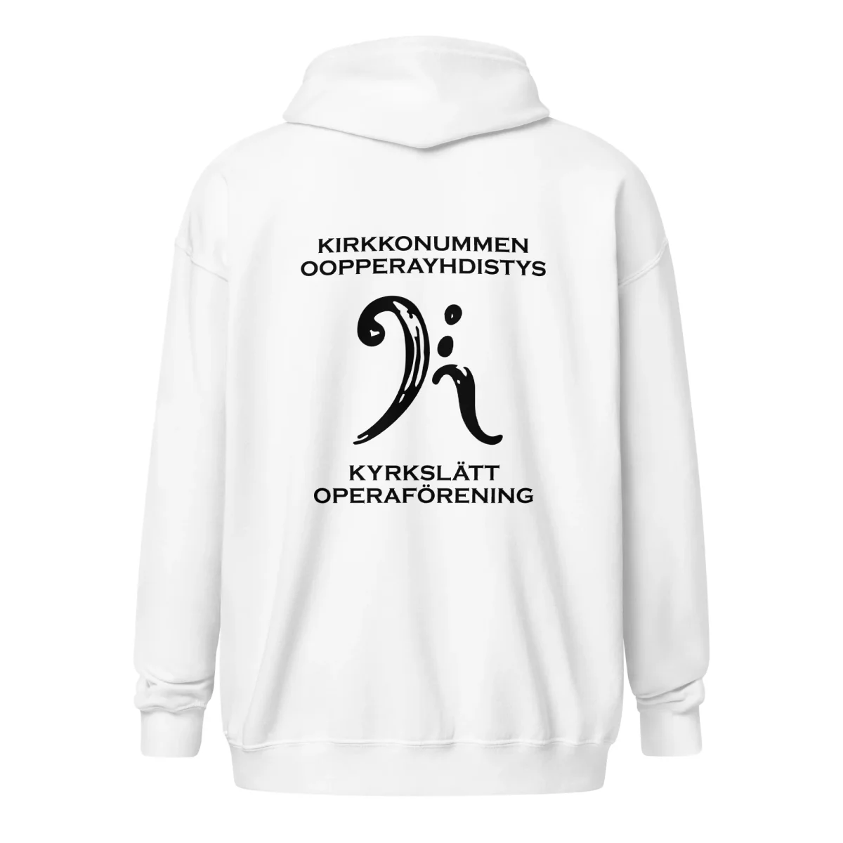 Kirkkonummen oopperayhdistyksen vetoketjullinen huppari mustalla neliölogolla - Image 7